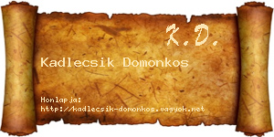 Kadlecsik Domonkos névjegykártya